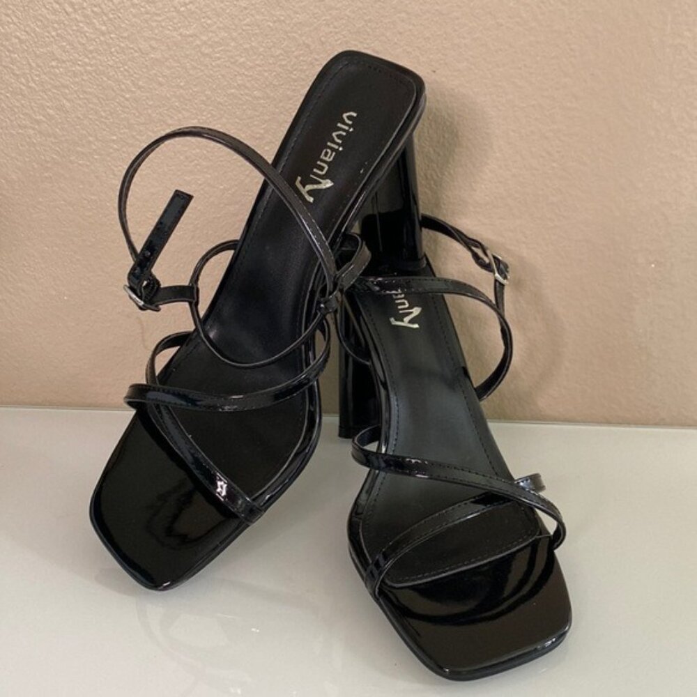 Black Strappy Sandals Size 10 - Picture 1 of 7